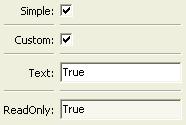 simple: checkbox; custom: checkbox; text: text field; read-only: read-only