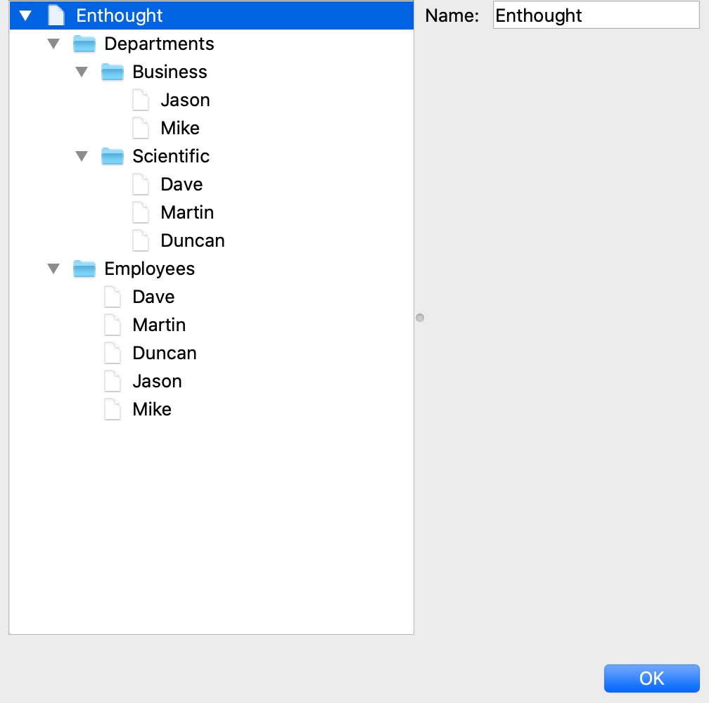 Tree control with instance editor pane