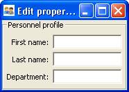 User interface showing three fields enclosed in a border
